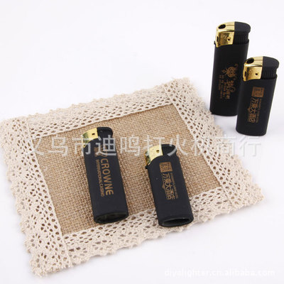 【供应塑料电子广告打火机 批发印刷定做 金头黑短款 纯铜可充气型】价格,厂家,图片,其他烟具及用品,义乌市迪鸣打火机商行-